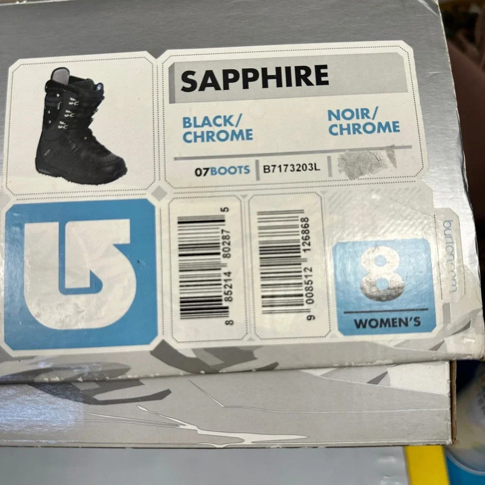 Burton Sapphire Snowboard Boots Womens 8 Black Chrome‎ Studded Excellent in Box